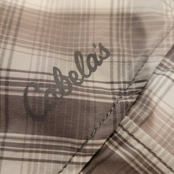 Cabelas 2XL CoolMax Mens Plaid Button-Up Shirt Gray & White - Picture 2 of 5